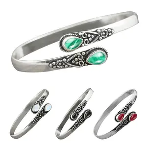 Hot-selling zinc alloy inlaid green agate bracelet