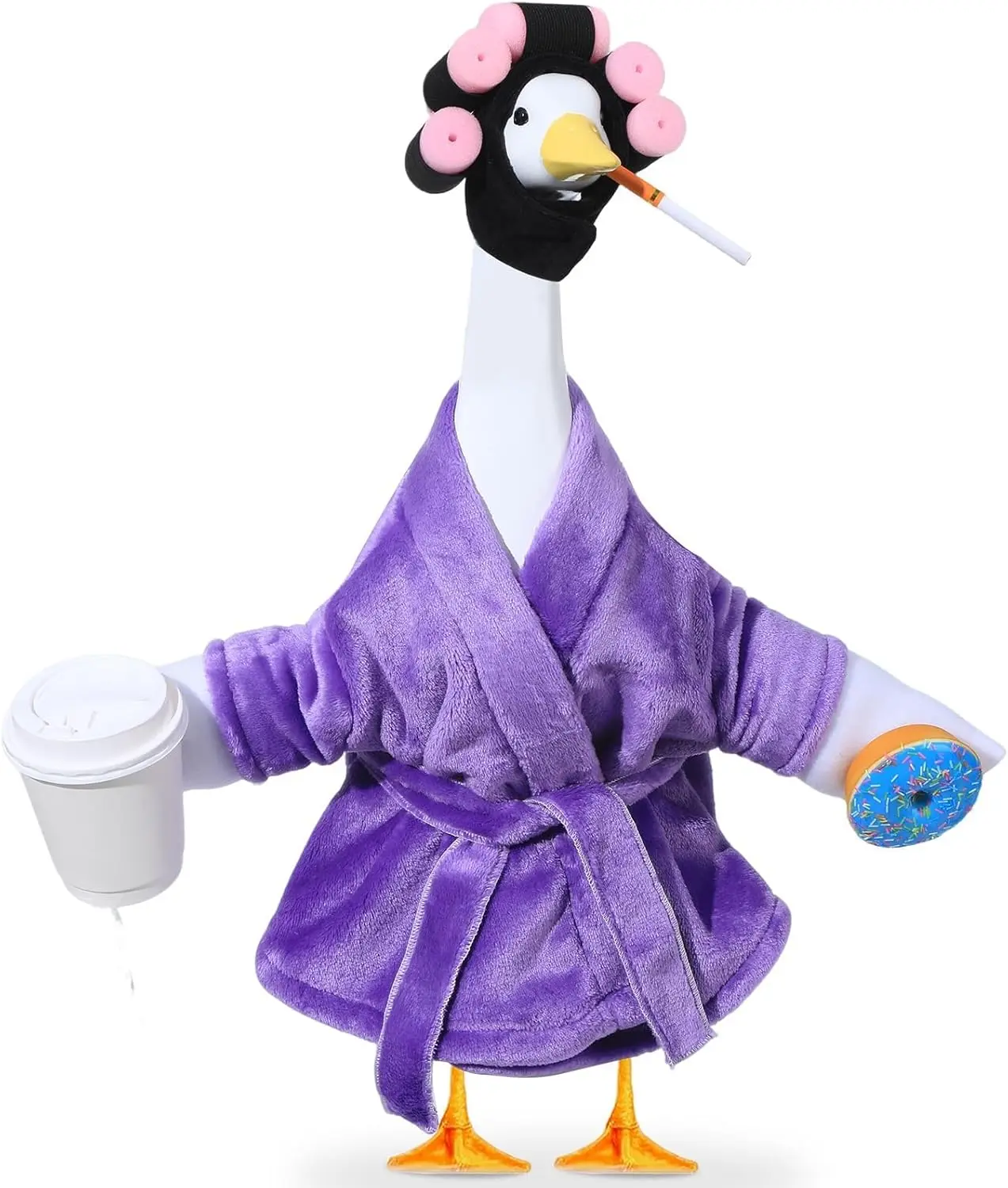 Old Lady Porch Goose Outfits 23 Inch Bathrobe Lawn Goose Costume Set Purple
