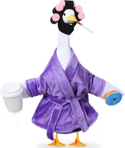 Old Lady Porch Goose Outfits 23 Inch Bathrobe Lawn Goose Costume Set Purple