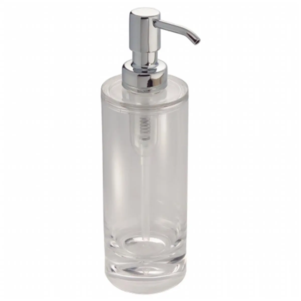 InterDesign Clear EVA Plastic Soap Dispenser - Acrylic Body, Refillable Function, Wide Port for Easy Refilling