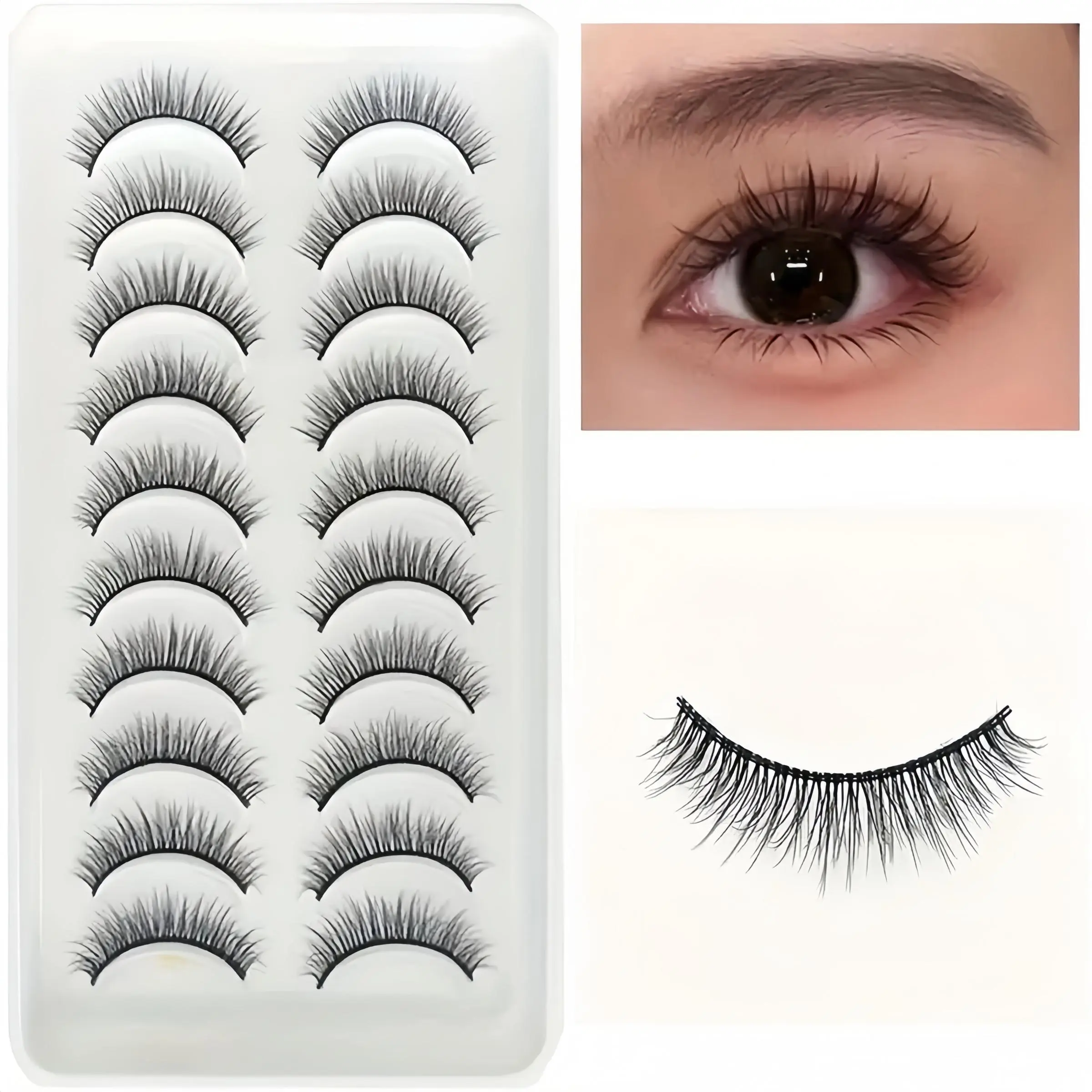 10 Pairs of False Eyelashes, Natural Thick Comic Eyelashes for Dramatic Volume, Curled Design Ideal for Parties and Events, Curly Lashes, Diy Dramatic Lashes