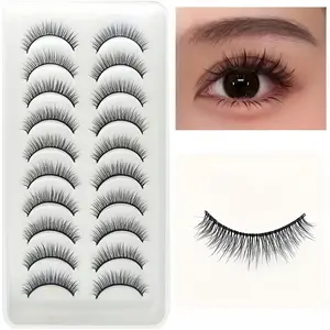10 Pairs of False Eyelashes, Natural Thick Comic Eyelashes for Dramatic Volume, Curled Design Ideal for Parties and Events, Curly Lashes, Diy Dramatic Lashes