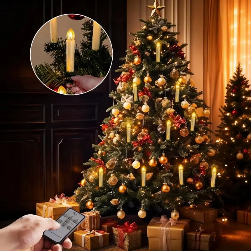 Flameless LED Taper Window Candles,10 Pcs Remote Timer Adjustable Lighting Mode Candles with Clips & Suction Cups, Battery Operated Flicker Warm White Lights for Christmas Halloween Holiday Birthday Decor 4"
