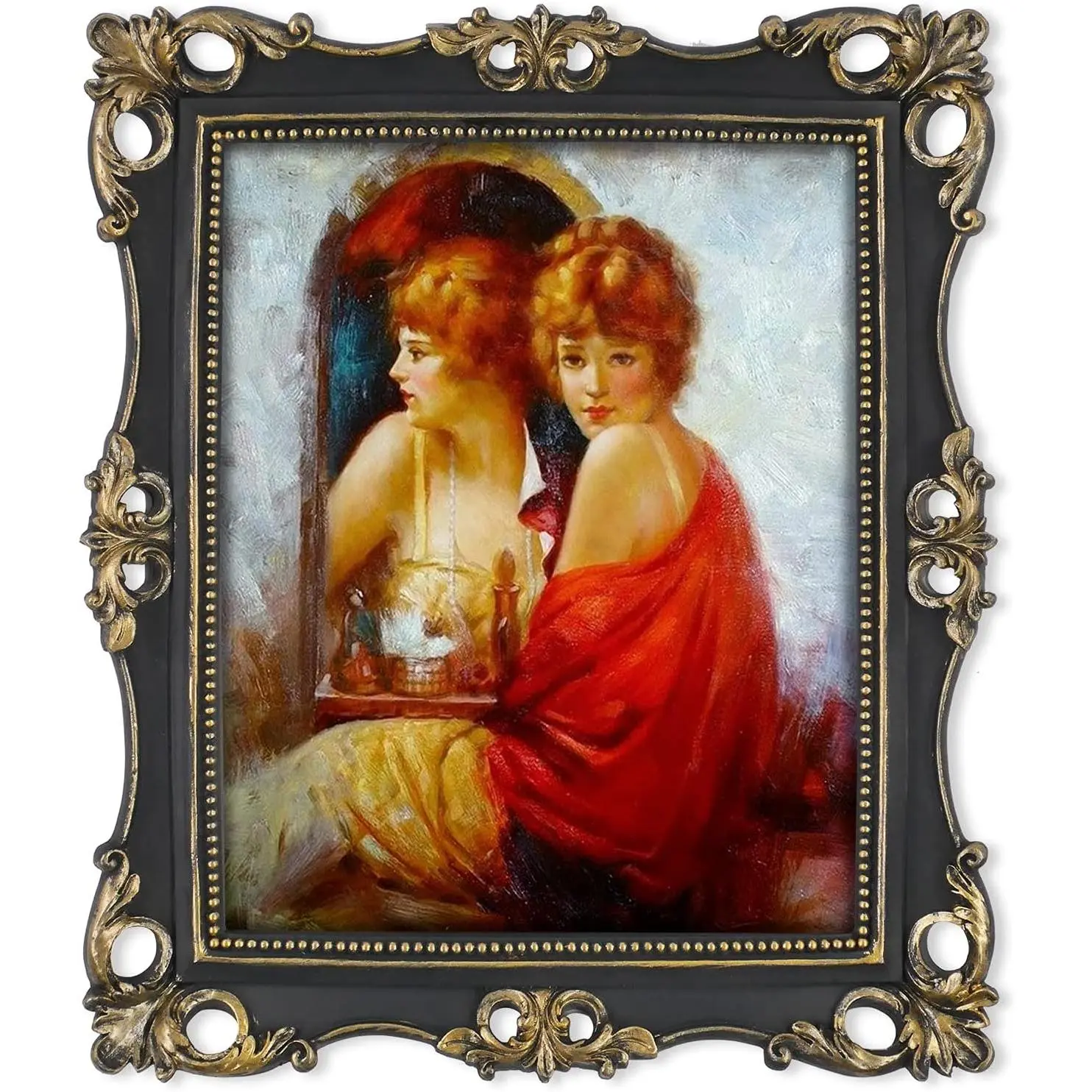 8x10 Picture Frame for Wall and Tabletop,  Picture Frames in Black with  Accents, Antique Style Gothic Frame for Photos Artworks