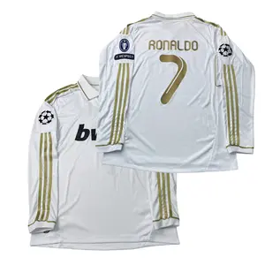 11 12 Home Jersey Gold No.7 Ronaldo Long Sleeve Soccer Jersey Fans Version