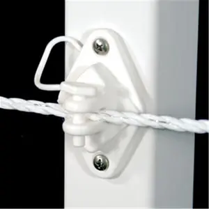 212 MAIN Powerfields Wood Post Pin Lock Insulator - White, Vinyl Sleeves, Holds Wire - Pack of 25