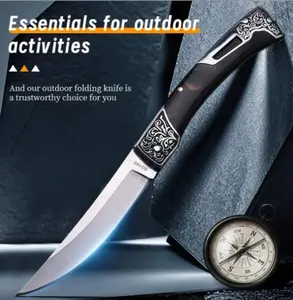 Kitchen fruit knife, vegetable knife, polished black wooden handle, 3D engraved EDC knife, suitable for camping and daily use, outdoor knife, elegant handle design, exquisite blade craftsmanship, Valentine's Day gift.