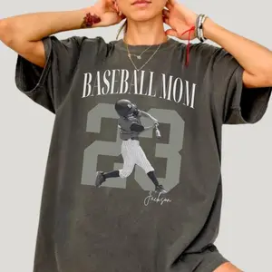 Baseball Mom Shirt with Custom Photo, Personalized Baseball Picture T-Shirt, Game Day Sports Tee