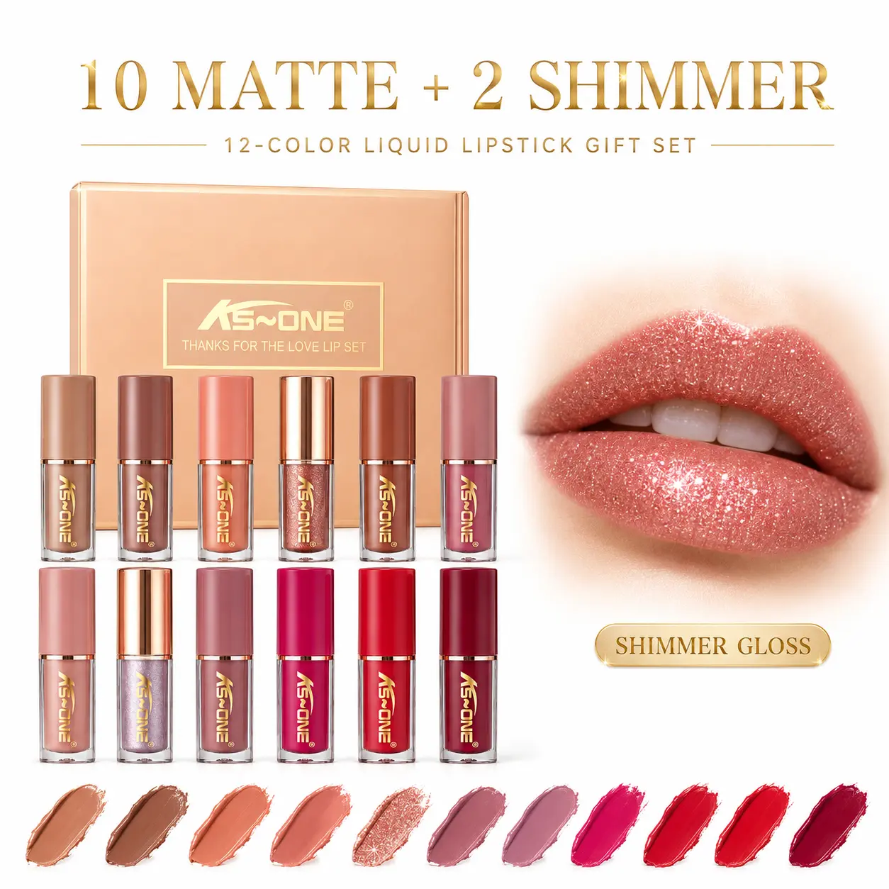 12-Color Liquid Lipstick Gift Set – Matte Pearlescent Finish, Non-Fading, Long-Lasting, Moisturizing for Full Lip Color, Everyday Lip Makeup & All-Day Wear - Perfect Beauty Gift for Women, Lip Cosmetics & Makeup Sets