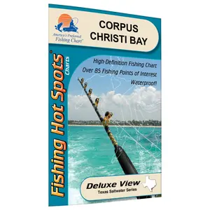 Corpus Christi Bay Fishing Map - High-Definition Chart with Over 85 Fishing Points of Interest, Waterproof, Deluxe View by Texas Salinity Series