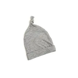 Riley Ribbed Knot Hat - Super Soft Stretchy Knit for Newborns 95% Bamboo Viscose 5% Spandex Breathable and Coordinating with Footed One Piece Swaddle or Gown