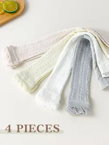 4 Pieces Girls’ Lightweight Mesh Tights for Summer – Elastic, Breathable & Mosquito-Proof, Four