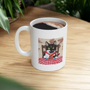 Cat Eating Pasta Meme Mug Funny Cat Coffee Cup for Men Women | Viral Funny Cat Meme Ceramic Mug | Cute Food Lover Cat Mug Coffee Tea Cup | Cat Lover Gift Idea Birthday Christmas | Trendy Viral TikTok Cute Animal Meme Mug Gift