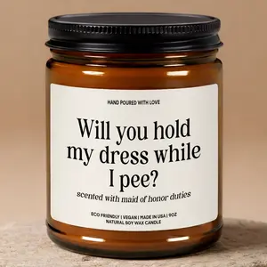 MAKEAGIFT Maid Of Honor Candle, Funny Bridesmaid Proposal Gift, Will You Hold My Dress Candles, Bridal Party Gifts for Wedding Bachelorette Party