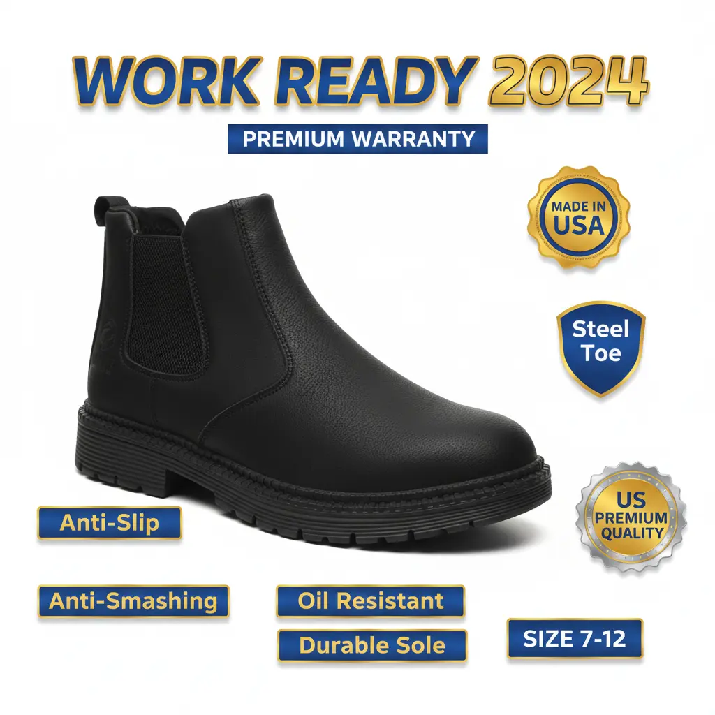 Concrete Grip Safety Shoes Splash-proof Smash-proof Puncture-proof Breathable Unisex Chef Work Shoe Waterproof Anti-slip Durable Outdoor Comfortable Gear