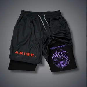 Solo Leveling 80s 90s summer men shorts for men jorts outfit men graphic shorts Double-layer sports shorts Comfortable short shorts summer