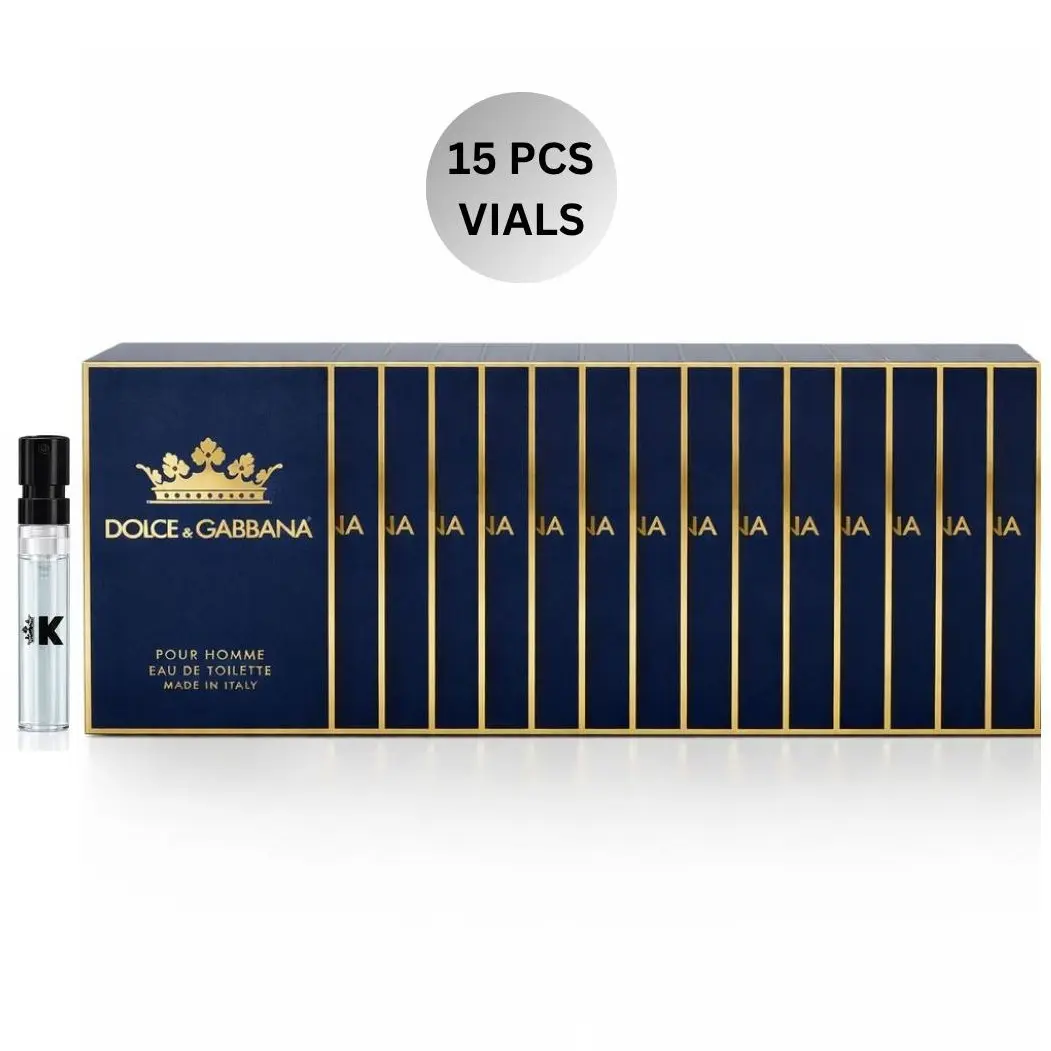 Dolce & Gabbana K Eau de Toilette For Men Perfume 15 piece vial pack (1.5 ml / 0.05 oz each)