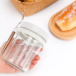 2 pc Overnight Oats Jars with Spoon and Lid 16 oz [2 Pack], Airtight Oatmeal Container with Measurement Marks, Mason Jars with Lid for Cereal On The Go Container (2pcs white)