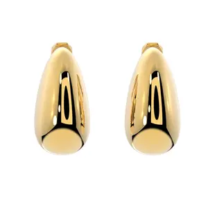 Gold Teardrop Clip On Stud Earrings