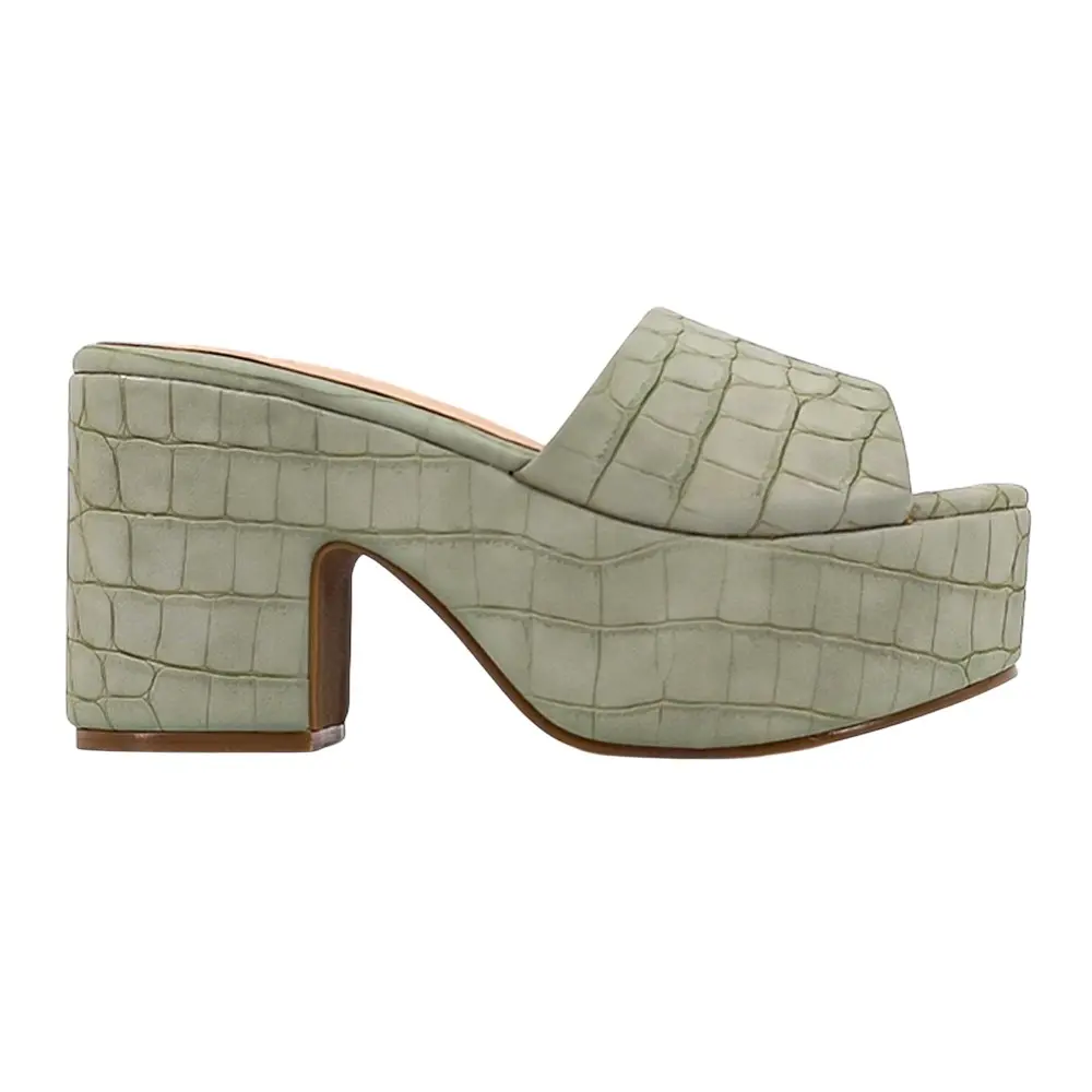 Shu Shop Womens Giza Croc Platform Casual Sandals Casual Mid Heel 2-3" - Green