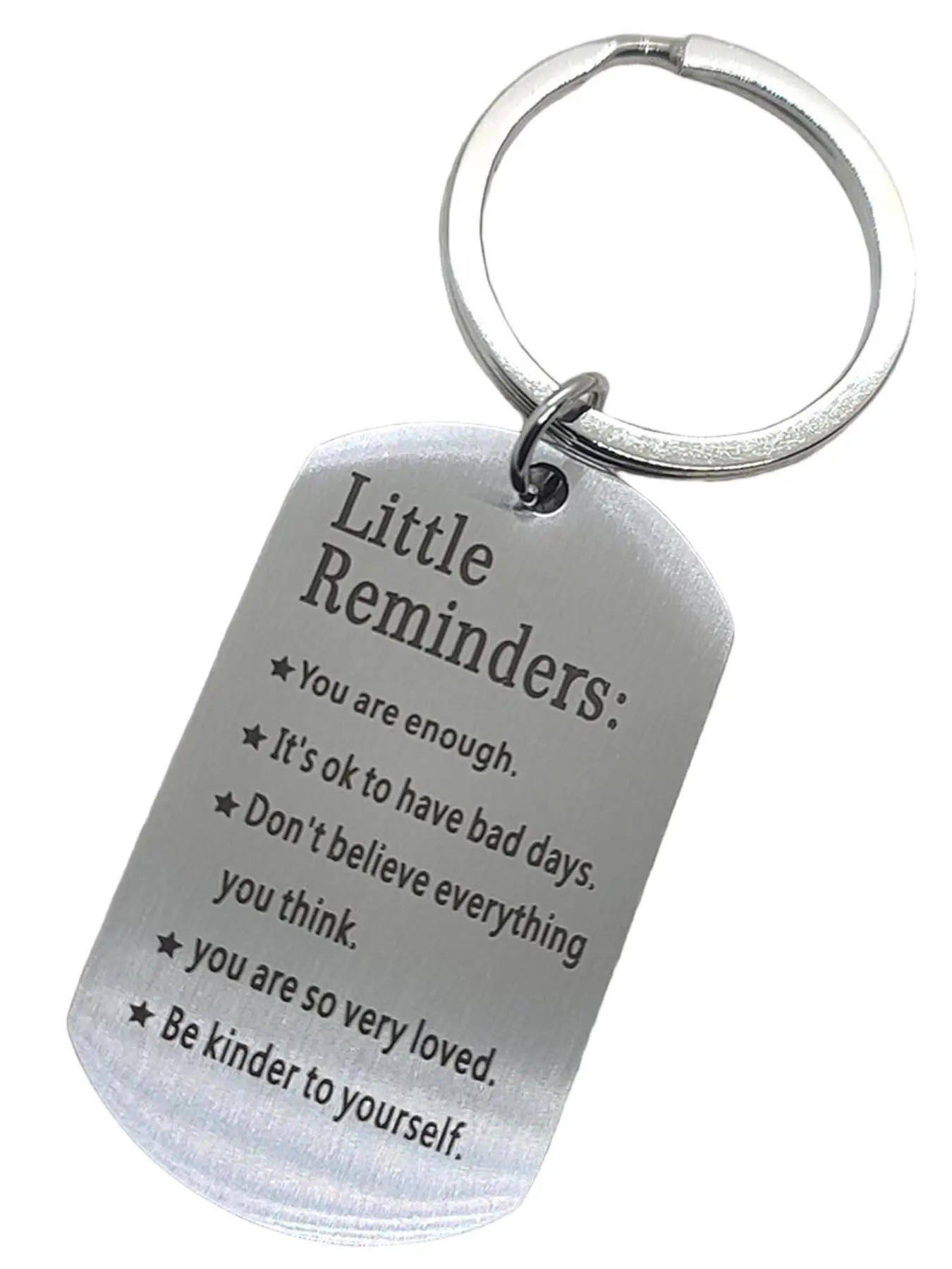 1pc Inspirational Stainless Steel Organized Keychain with "Little Reminders" Engraving - Perfect Uplifting Practical Versatile Gift for Son, Daughter, Best Friend on Birthdays, Christmas, Valentine's Day - Durable Rectangular Tag with Clasp