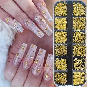 Star & Moon Design Nail Art Charms, 2 Boxes 3D Nail Art Decorations, DIY Nail Art Decoration for Women & Girls