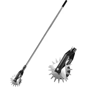 Wheel Rotary Edger Lawn Tool, Grass Edge Trimmer, Sidewalk Manual Lawn Edger,  3 Sections Stainless Steel Handle with Cushion Grip, 58.3-Inch