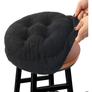 Round Bar Stool Seat Cushion, Dia.13 Luxury Fashion with Anti-Skid Bar Stool Cushion Padded (Black, M,1 Count)