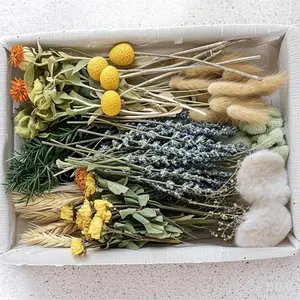 Handcrafted Dried Flower Arrangement Kit, Bulk Loose Dried Flowers with Stems, Mini Floral Centerpiece for Table Decor, Reusable DIY Craft Supplies, Natural Brown Home Decoration, Creative Gift Idea Decorative Fruit