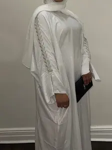 Metallic Butterfly Abaya - White
