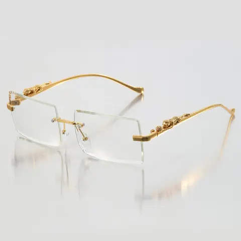 Men's Metal Rectangular Frameless Leopard Leg Decorative Flat Mirror, Fashionable Commuter Daily Wear, College Style, Trendy Casual Frames