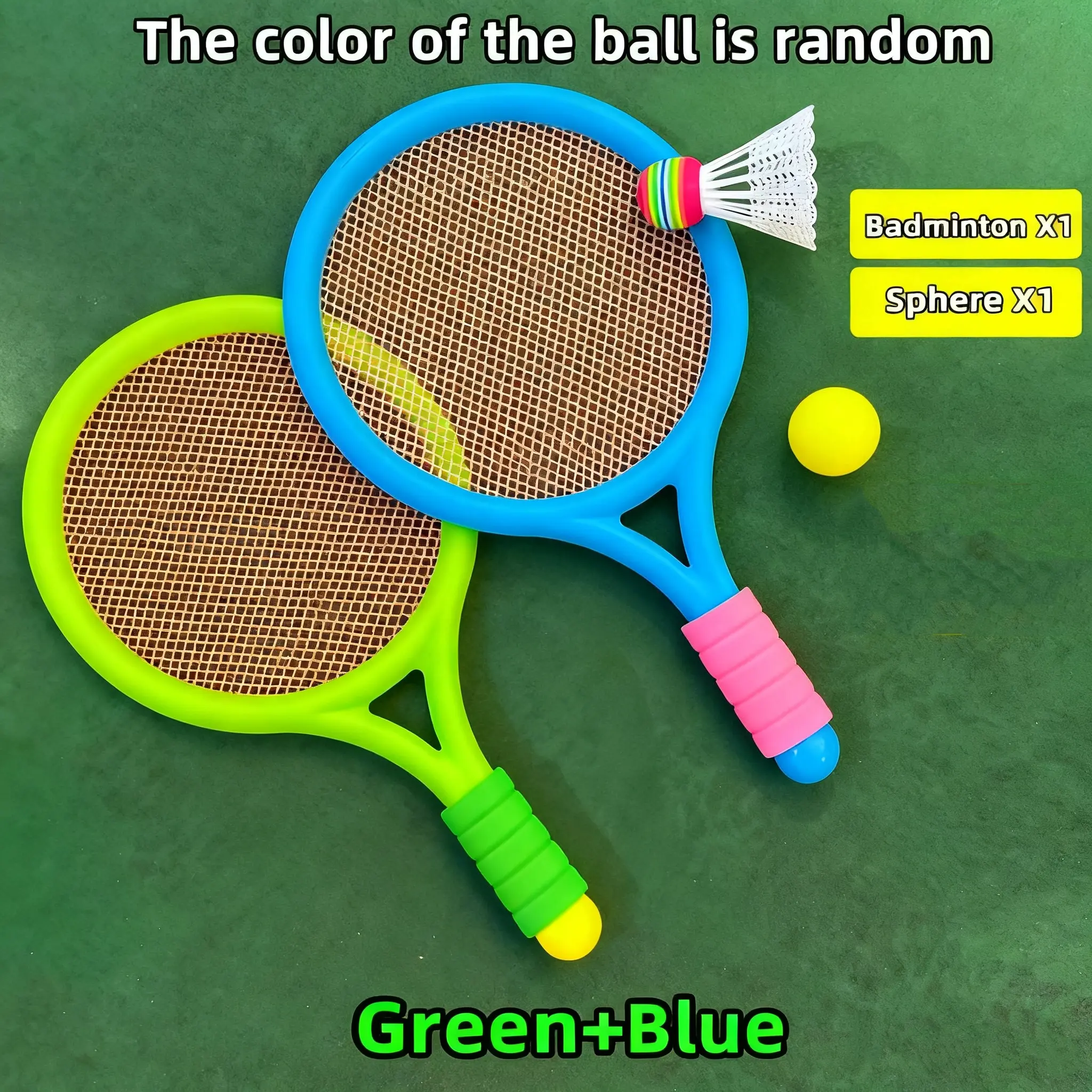 Kids Tennis and Badminton Racket Set with Ball – 3-6 Years Old – Outdoor Interactive Family Sports Game - Educational Coordination Play Toys - Durable Plastic with Anti-Slip Soft Handle