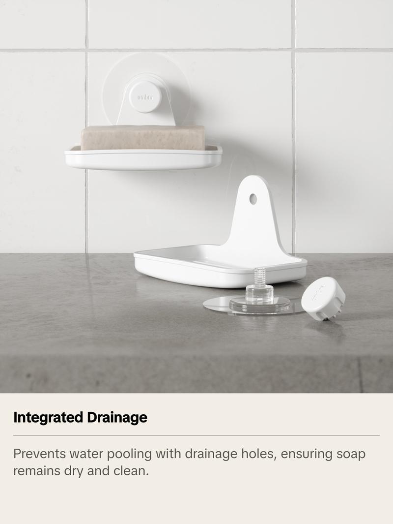 Umbra Flex Adhesive Soap Dish, Non-Damaging Installation, Keeps Soap Dry - 1 Pack Shower Bath