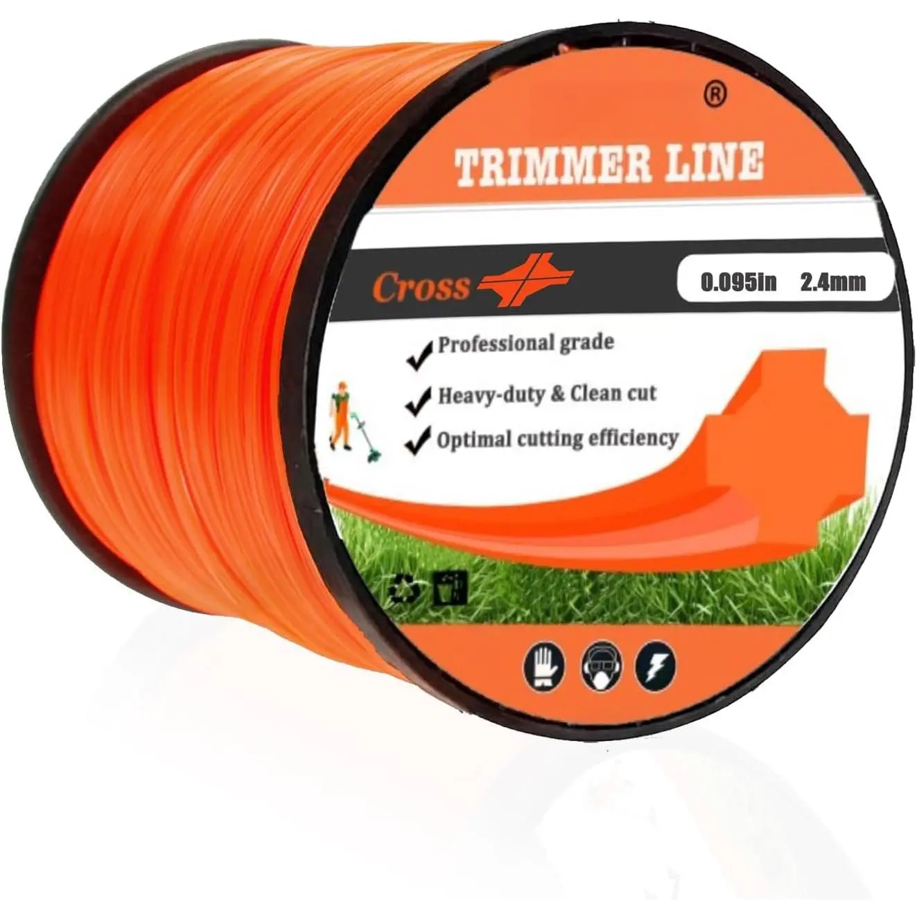 Weed Eater String,0.095"  Heavy Duty String Trimmer Line 295ft in Spool, Nylon   Professional Weed Wacker String, Orange