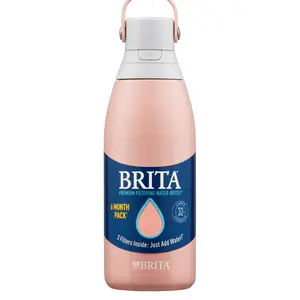 Brita 32-oz. Stainless Steel Water Bottle with 3 Filters - Premium Filtration System, Insulated, Portable, Leak-Proof, Eco-Friendly, 6 Month Pack