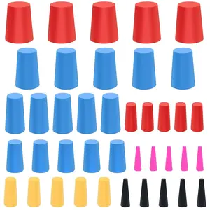 40PCS Silicone Rubber Stoppers 8 Sizes High Temp Protective Tapered Plug Assortment Kit for Powder Coating Painting Anodizing Plating & Media Blasting