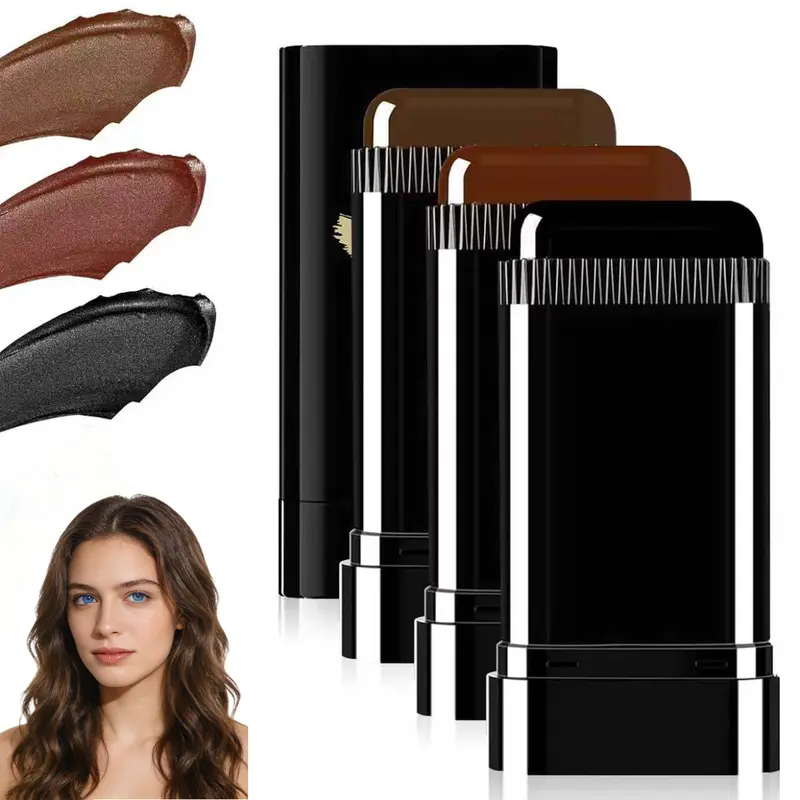 2 in 1 Instant Hair Color Stick, Waterproof and Sweat Proof Hair Dye Stick, Portable 3 Color Touch-Up Hair Sticks With Comb for Women Men