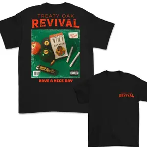 100% Cotton Ultra Soft & Cozy Treaty Oak Revival T-Shirt, Retro Style, Celebrate The Unique Atmosphere Of Revival Culture With This Unisex Tees plus  size  top