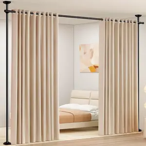 Adjustable No-Drill Room Divider Rod, 4-10ft Height, 28-70in Width, Heavy Duty for Space Partition