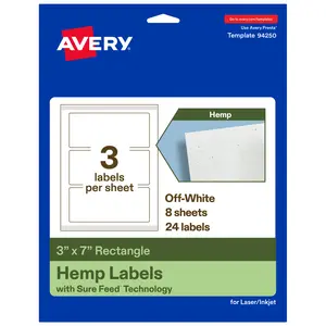 Avery Hemp Paper Labels, 3" x 7" Rectangle