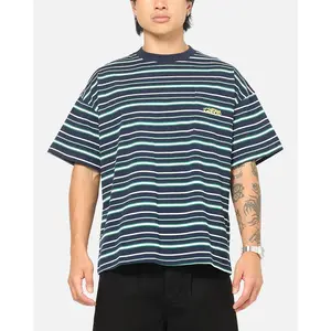 Carre Striped Pocket T-Shirt Navy Stripe