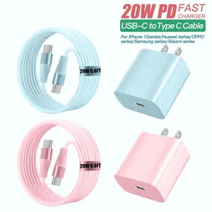 20W PD Wall Fast Charger & 20W USB-C to Type-C Cable, USB Quick Charge, Type C Charging, Summer Mobile Phone Accessories for iPhone 15 Series/HUAWEI/Samsung/Xiaomi/OPPO & More, Electronic Device, Charger Set