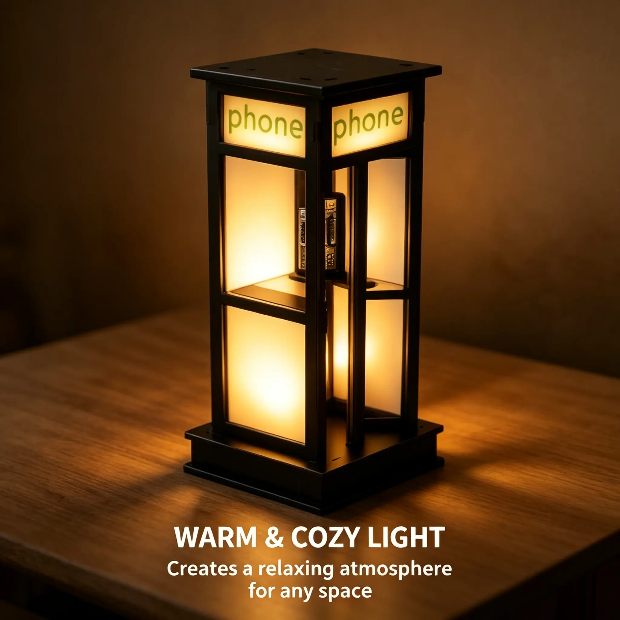 Vintage London Phone Booth Table Lamp, Retro Home Decor Night Light for Living Room, Bedroom