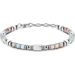 Women's bead bracelet men's stainless steel bracelet pink crystal obsidian tiger eye friendship anxiety silver bracelet turquoise jewelry