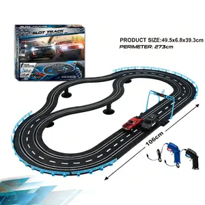 1:43 Electric Remote Control Track Car Toy Set with 2 Cars,2 Game Controllers, 1:43 Race Track, Suitable for Ages 6-12 Years Old, GfIT Toys