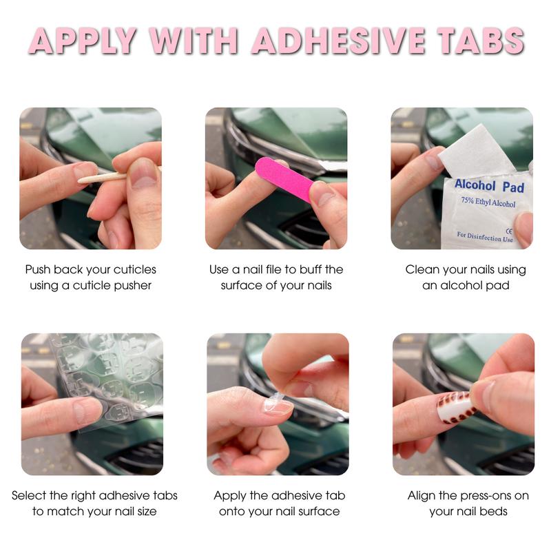 NailKavie Square Tortoise Shell Zebra French Tip Nails Brown Ombre Gold Chrome Border Press On Nails