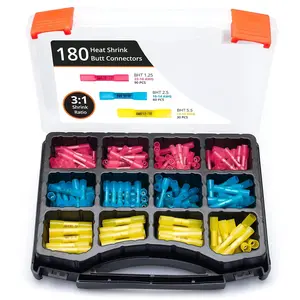 Wirefy 180 PCS Heat Shrink Butt Connectors Kit - Marine Grade Wire Butt Splice Connectors - Electrical, Waterproof - 22-10 AWG