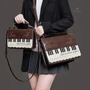 New Y2k Vintage Piano Shoulder Bag Womens Brown Crossbody Bag Girls Transparent Ita Bag Personalized Backpack Aesthetic Handbags