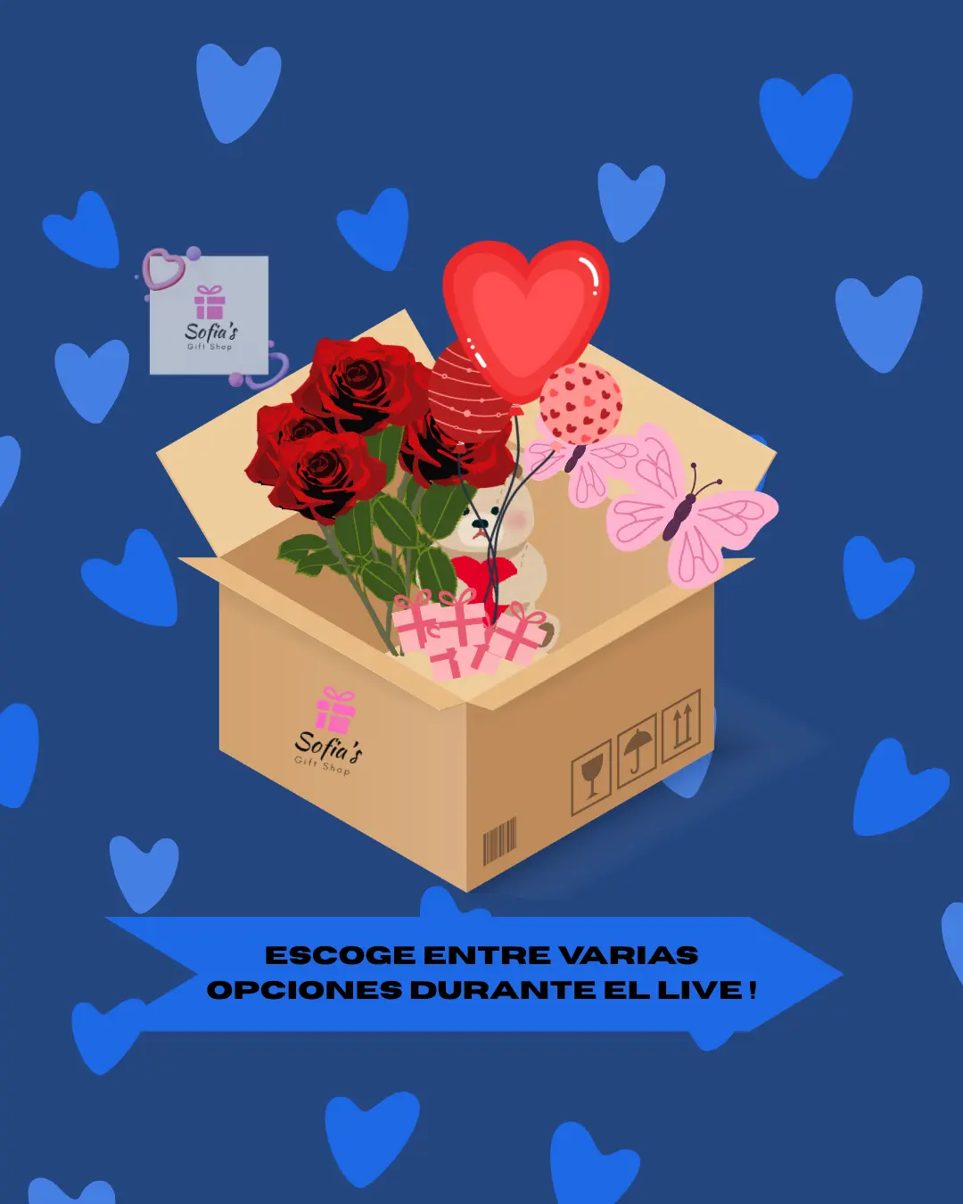 Sofiasgiftshop con todo tipo De peluches,cajas para arreglos, materiales para bouquets y mas escoge durante El live