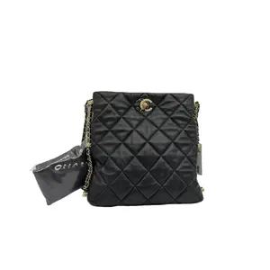 Pre-owned CHANEL FRANCE Shoulder Bags H1 Black Lambskin Diamond Gold Bead hobobag (Bucket Style) 40811